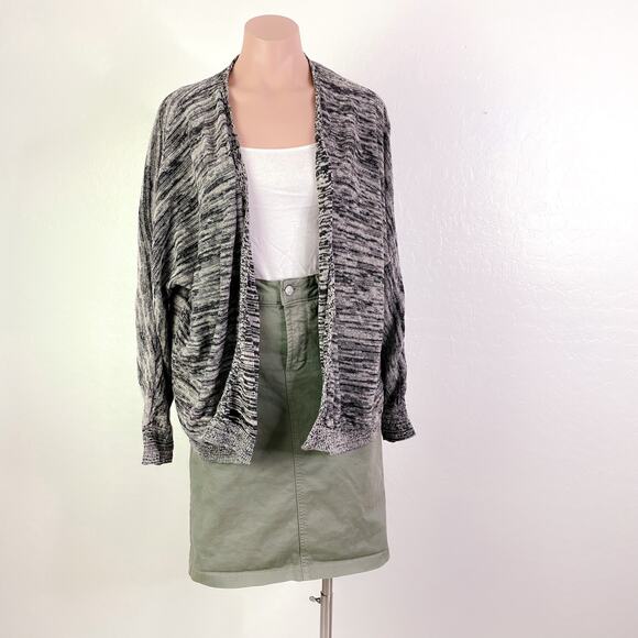 Eileen Fisher Open Front Marled Cardigan Sweater Organic Linen Gray Black Large - Picture 10 of 10